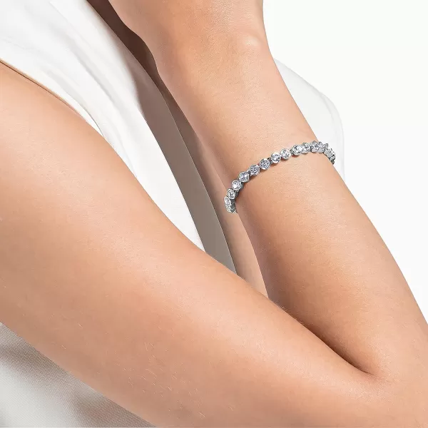 Swarovski Tennis Bracelet and Earring Jewelry Collection Rhodium Finish Clear CrystalsTennis Bracelet