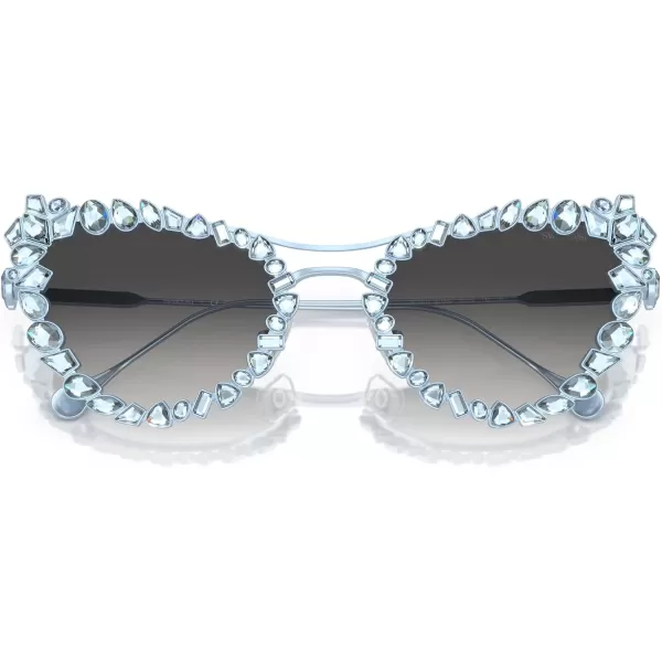 Swarovski Womens Sk 7011 with Crystal Clipon Butterfly SunglassesLight Blue MatteGrey Gradient