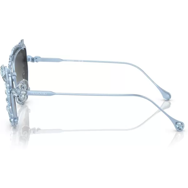 Swarovski Womens Sk 7011 with Crystal Clipon Butterfly SunglassesLight Blue MatteGrey Gradient