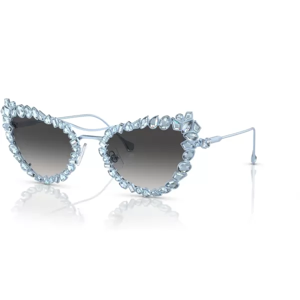 Swarovski Womens Sk 7011 with Crystal Clipon Butterfly SunglassesLight Blue MatteGrey Gradient