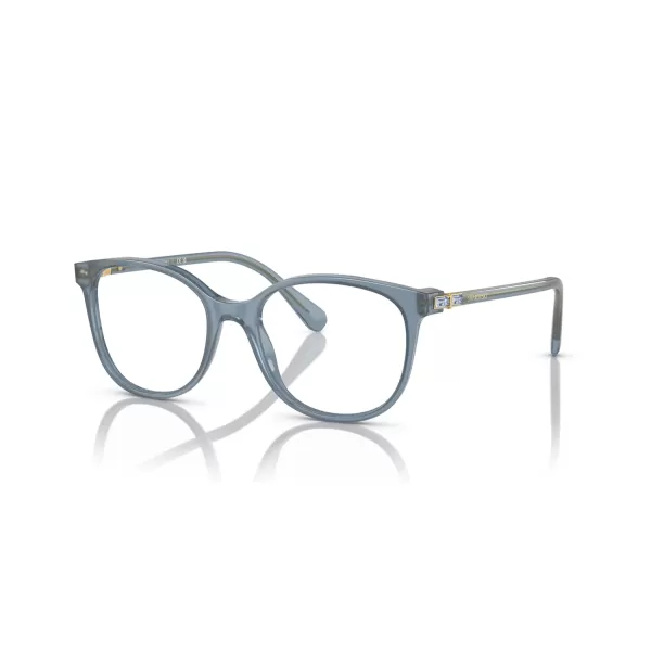 Swarovski Womens Sk2002 Square Prescription Eyewear FramesOpaline BlueDemo Lens