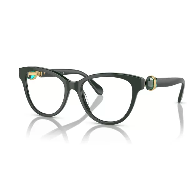 Swarovski Womens Sk2004 Round Prescription Eyewear FramesDark GreenDemo Lens