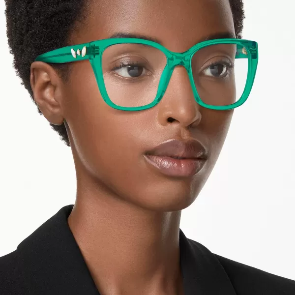 Swarovski Womens Sk2008 Square Prescription Eyewear FramesCrystal GreenDemo Lens