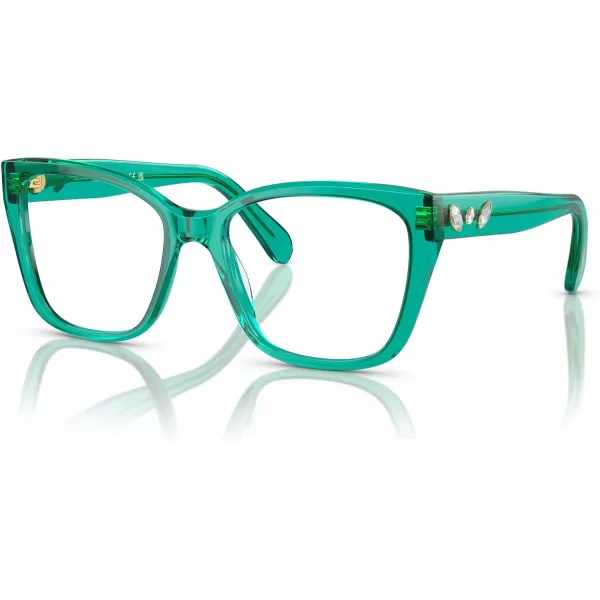 Swarovski Womens Sk2008 Square Prescription Eyewear FramesCrystal GreenDemo Lens