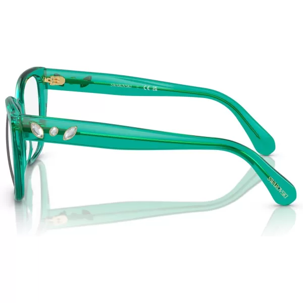 Swarovski Womens Sk2008 Square Prescription Eyewear FramesCrystal GreenDemo Lens