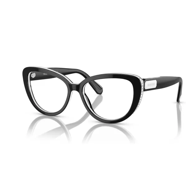 Swarovski Womens Sk2014 Cat Eye Prescription Eyewear FramesBlackWhiteDemo Lens