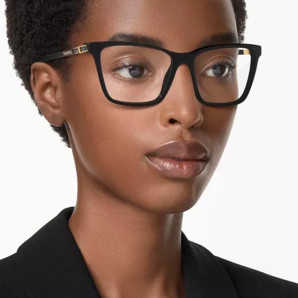 Swarovski Womens Sk2015 Rectangular Prescription Eyewear FramesBlackDemo Lens