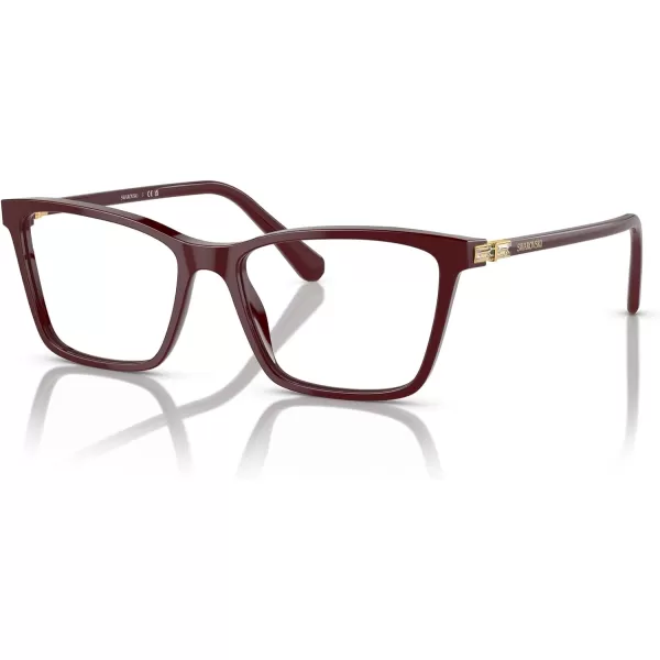 Swarovski Womens Sk2015 Rectangular Prescription Eyewear FramesBurgundyDemo Lens