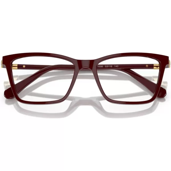 Swarovski Womens Sk2015 Rectangular Prescription Eyewear FramesBurgundyDemo Lens