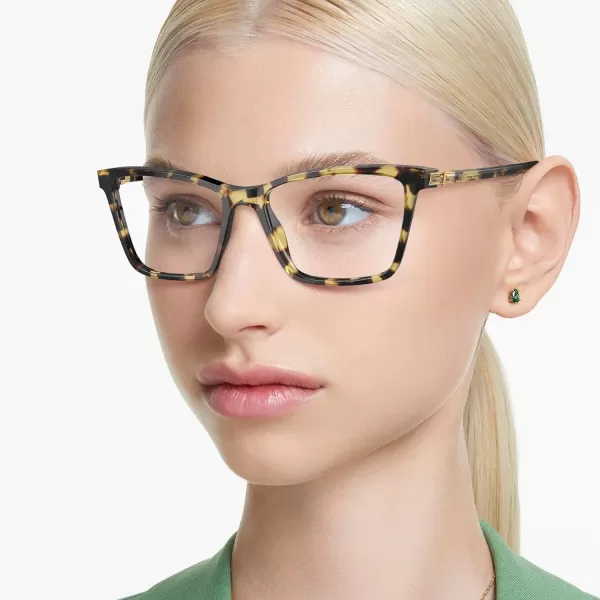 Swarovski Womens Sk2015 Rectangular Prescription Eyewear FramesCrystalDemo Lens