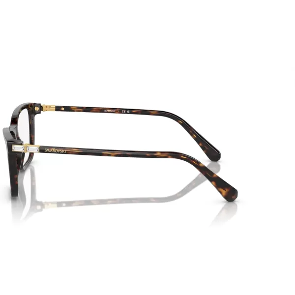 Swarovski Womens Sk2015 Rectangular Prescription Eyewear FramesDark HavanaDemo Lens