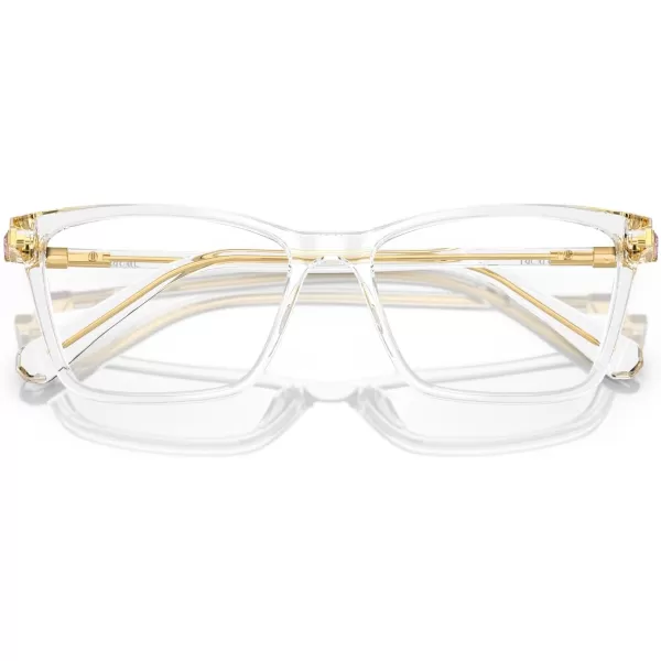 Swarovski Womens Sk2015 Rectangular Prescription Eyewear FramesTransparentDemo Lens