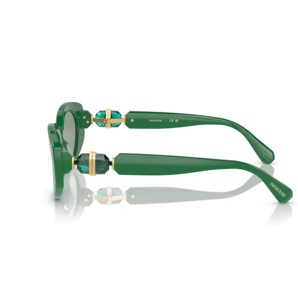 Swarovski Womens Sk6002 Oval SunglassesDark GreenAzure Internal Mirrored Silver