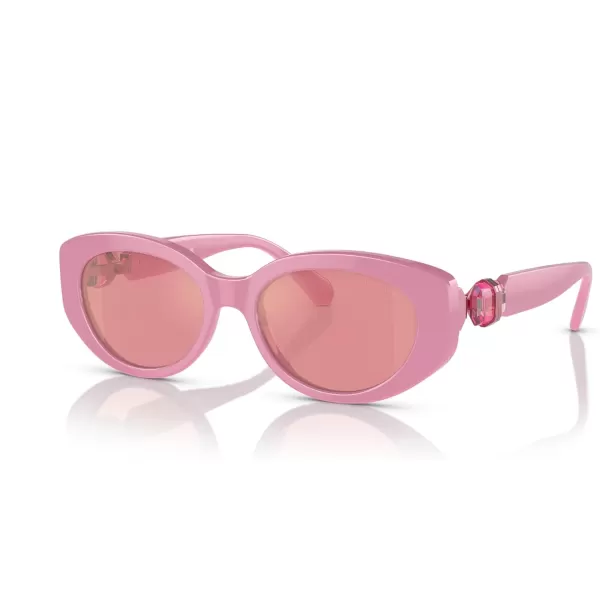 Swarovski Womens Sk6002 Oval SunglassesPinkPink Mirrored Pink