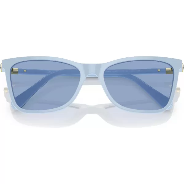 Swarovski Womens Sk6004 Rectangular SunglassesClear BlueLight Blue Mirrored Silver