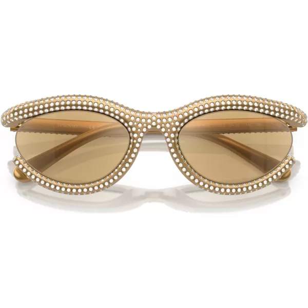 Swarovski Womens Sk6006 Oval SunglassesGoldLight Yellow Mirrored Silver