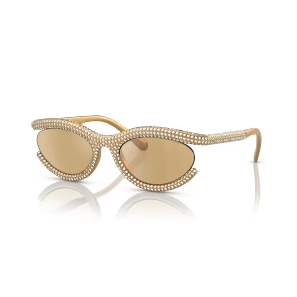 Swarovski Womens Sk6006 Oval SunglassesGoldLight Yellow Mirrored Silver