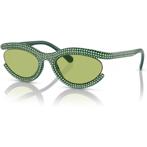 Swarovski Womens Sk6006 Oval SunglassesGreenLight Green Mirrored Silver