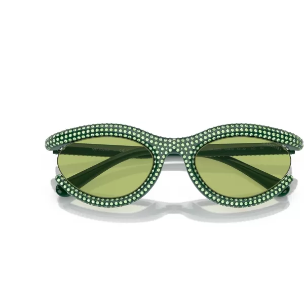 Swarovski Womens Sk6006 Oval SunglassesGreenLight Green Mirrored Silver