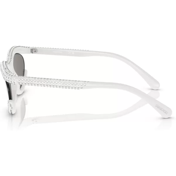 Swarovski Womens Sk6006 Oval SunglassesMilky WhiteLight Grey Mirrored Silver