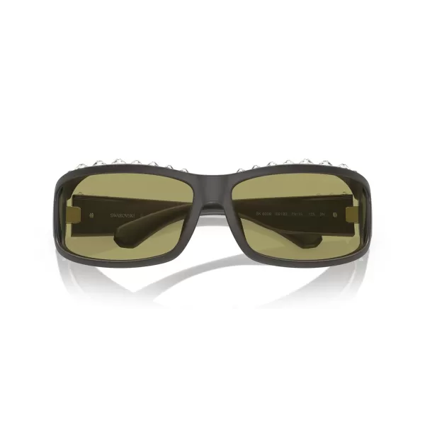 Swarovski Womens Sk6009 Rectangular SunglassesDark GreyGreen