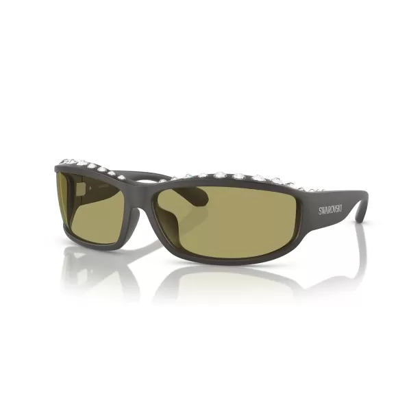 Swarovski Womens Sk6009 Rectangular SunglassesDark GreyGreen