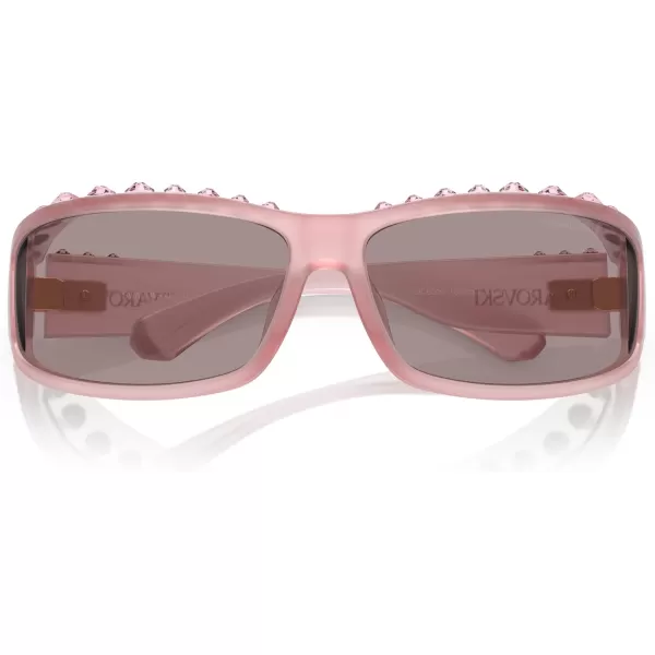 Swarovski Womens Sk6009 Rectangular SunglassesOpal Light RoseLight Purple Brown