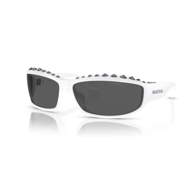 Swarovski Womens Sk6009 Rectangular SunglassesWhiteDark Grey