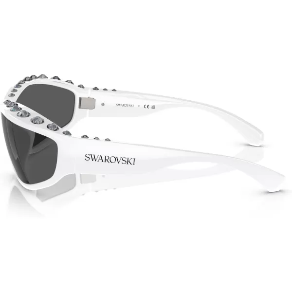 Swarovski Womens Sk6009 Rectangular SunglassesWhiteDark Grey