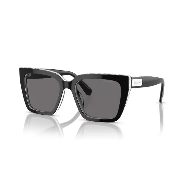 Swarovski Womens Sk6013 Square SunglassesBlackDark Grey Polarized