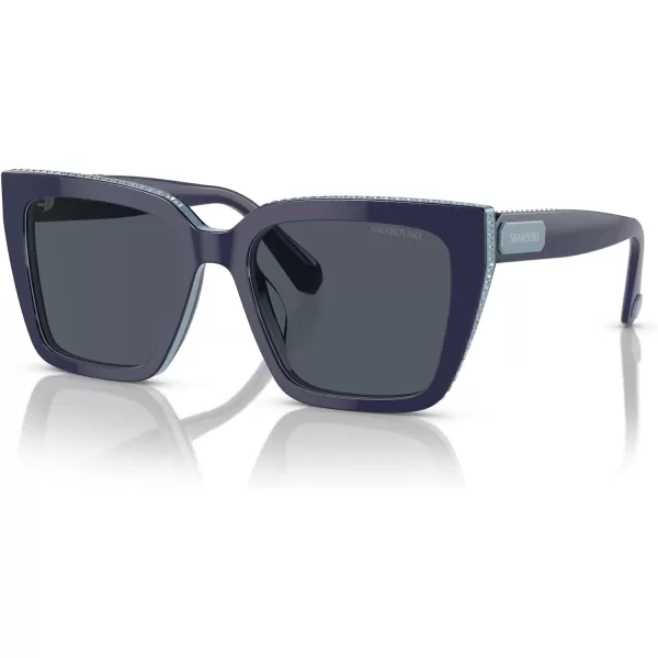 Swarovski Womens Sk6013 Square SunglassesBlueDark Grey