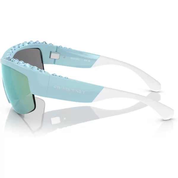 Swarovski Womens Sk6014 Rectangular SunglassesLight BlueLight Green Mirrored Blue