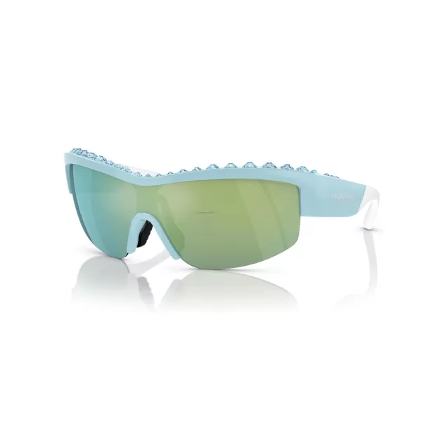 Swarovski Womens Sk6014 Rectangular SunglassesLight BlueLight Green Mirrored Blue