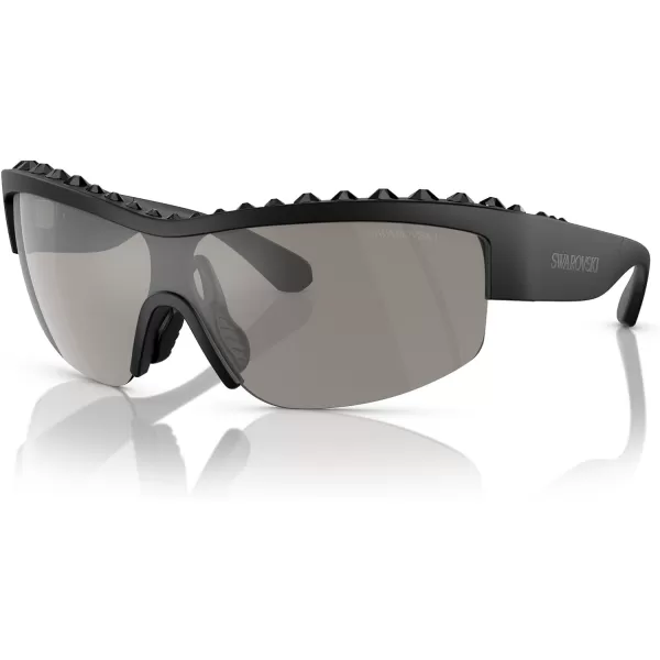 Swarovski Womens Sk6014 Rectangular SunglassesMatte BlackLight Grey Mirrored Silver