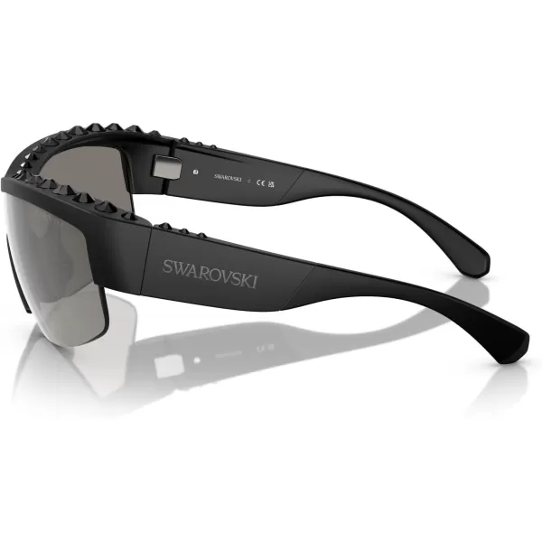 Swarovski Womens Sk6014 Rectangular SunglassesMatte BlackLight Grey Mirrored Silver