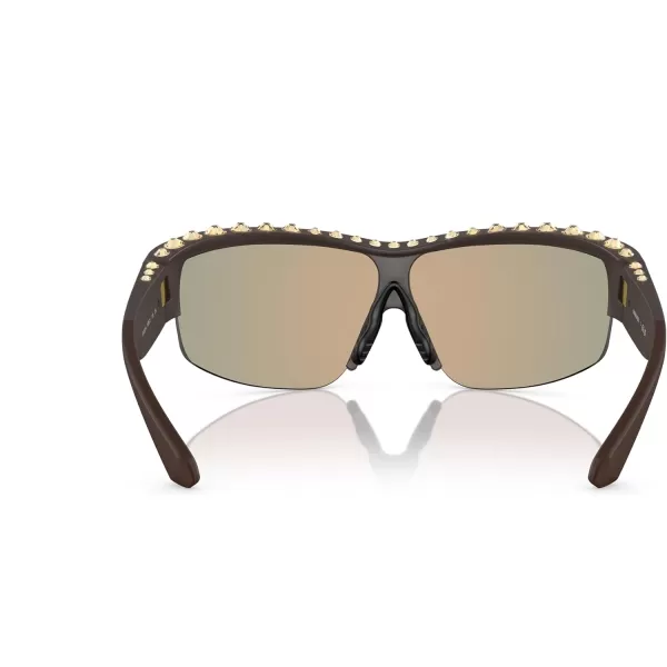 Swarovski Womens Sk6014 Rectangular SunglassesMatte BrownDark Brown Mirrored Rose Gold