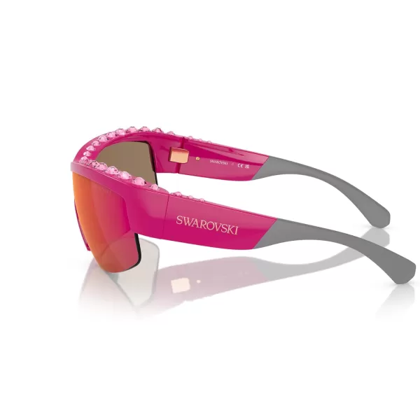 Swarovski Womens Sk6014 Rectangular SunglassesRoseBrown Mirrored Orange