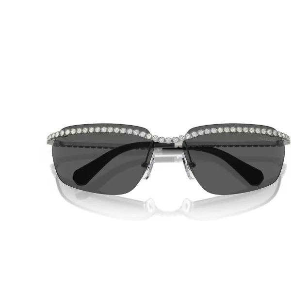 Swarovski Womens Sk7001 Rectangular SunglassesGunmetalDark Grey