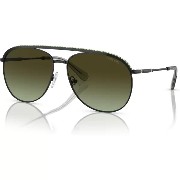 Swarovski Womens Sk7005 Aviator SunglassesBlackGreen Gradient Brown