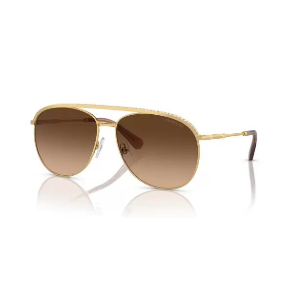 Swarovski Womens Sk7005 Aviator SunglassesGoldGradient Brown