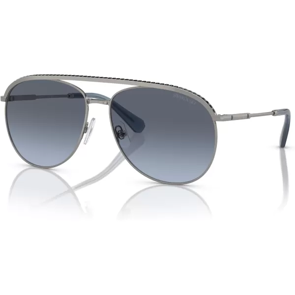 Swarovski Womens Sk7005 Aviator SunglassesGunmetalBlue Gradient Grey