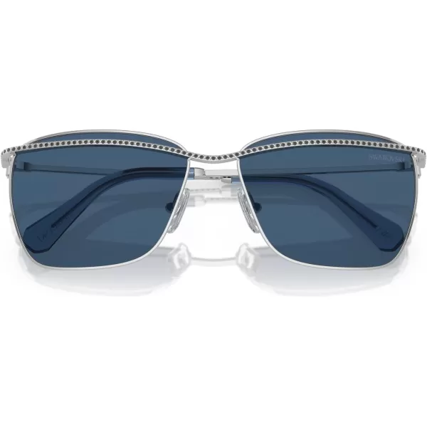 Swarovski Womens Sk7006 Rectangular SunglassesDark SilverDark Blue