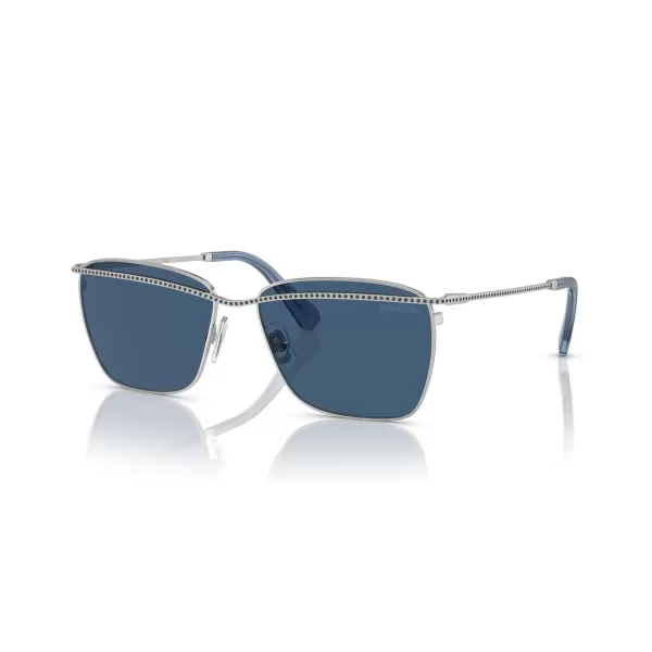 Swarovski Womens Sk7006 Rectangular SunglassesDark SilverDark Blue