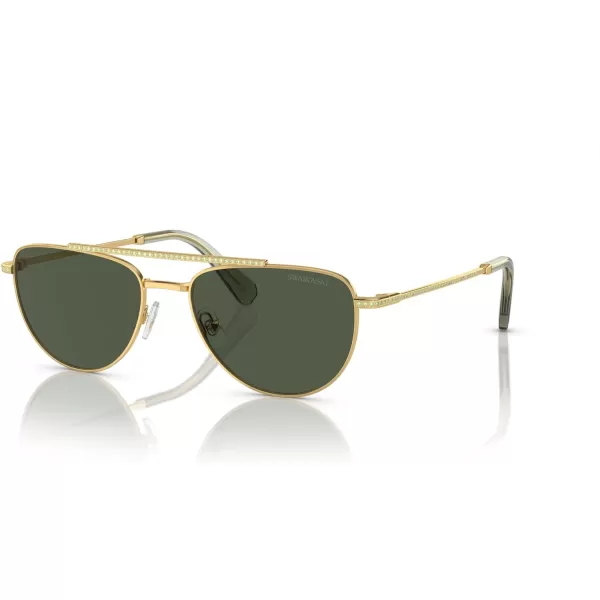 Swarovski Womens Sk7007 Square SunglassesGoldLight Green