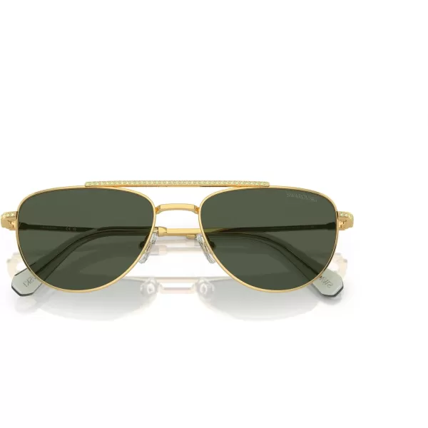 Swarovski Womens Sk7007 Square SunglassesGoldLight Green