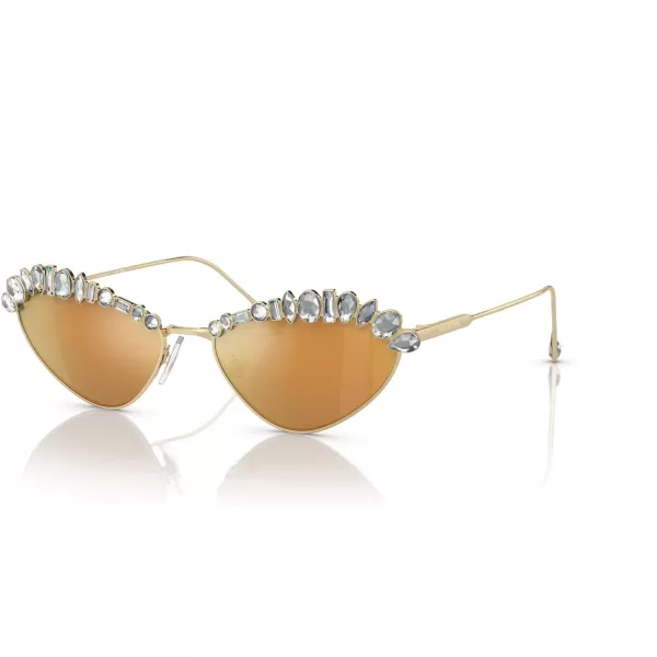 Swarovski Womens Sk7009 Oval SunglassesPale GoldBrown Mirrored Gold