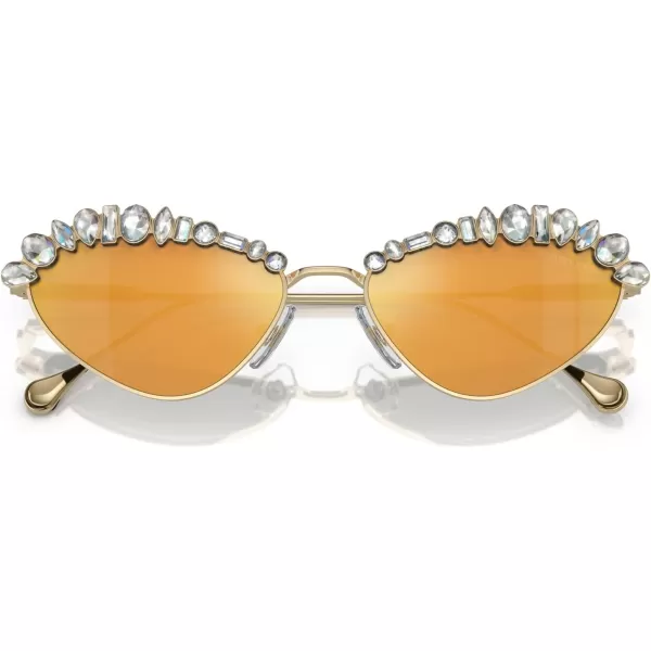 Swarovski Womens Sk7009 Oval SunglassesPale GoldBrown Mirrored Gold