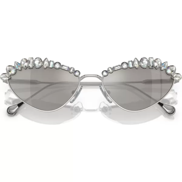 Swarovski Womens Sk7009 Oval SunglassesSilverLight Grey Mirrored Silver