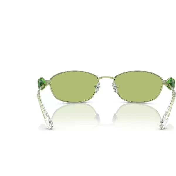 Swarovski Womens Sk7010 Oval SunglassesGreenLight Green Mirrored Silver