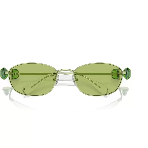 Swarovski Womens Sk7010 Oval SunglassesGreenLight Green Mirrored Silver